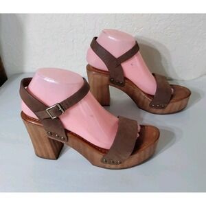 Mia Mazzy Wool Platform Heel Sandals Brown Size 8.5 Bogo Hippie